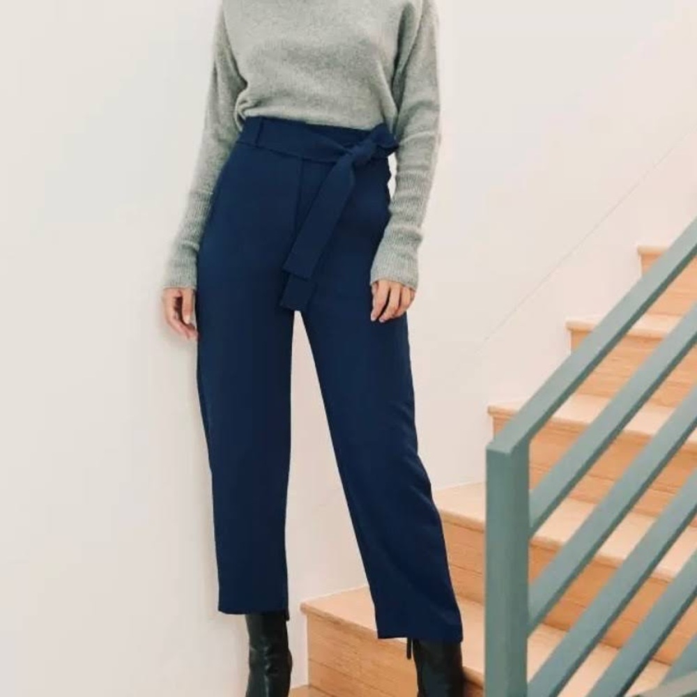 Wilfred Tie Front Pants in Navy